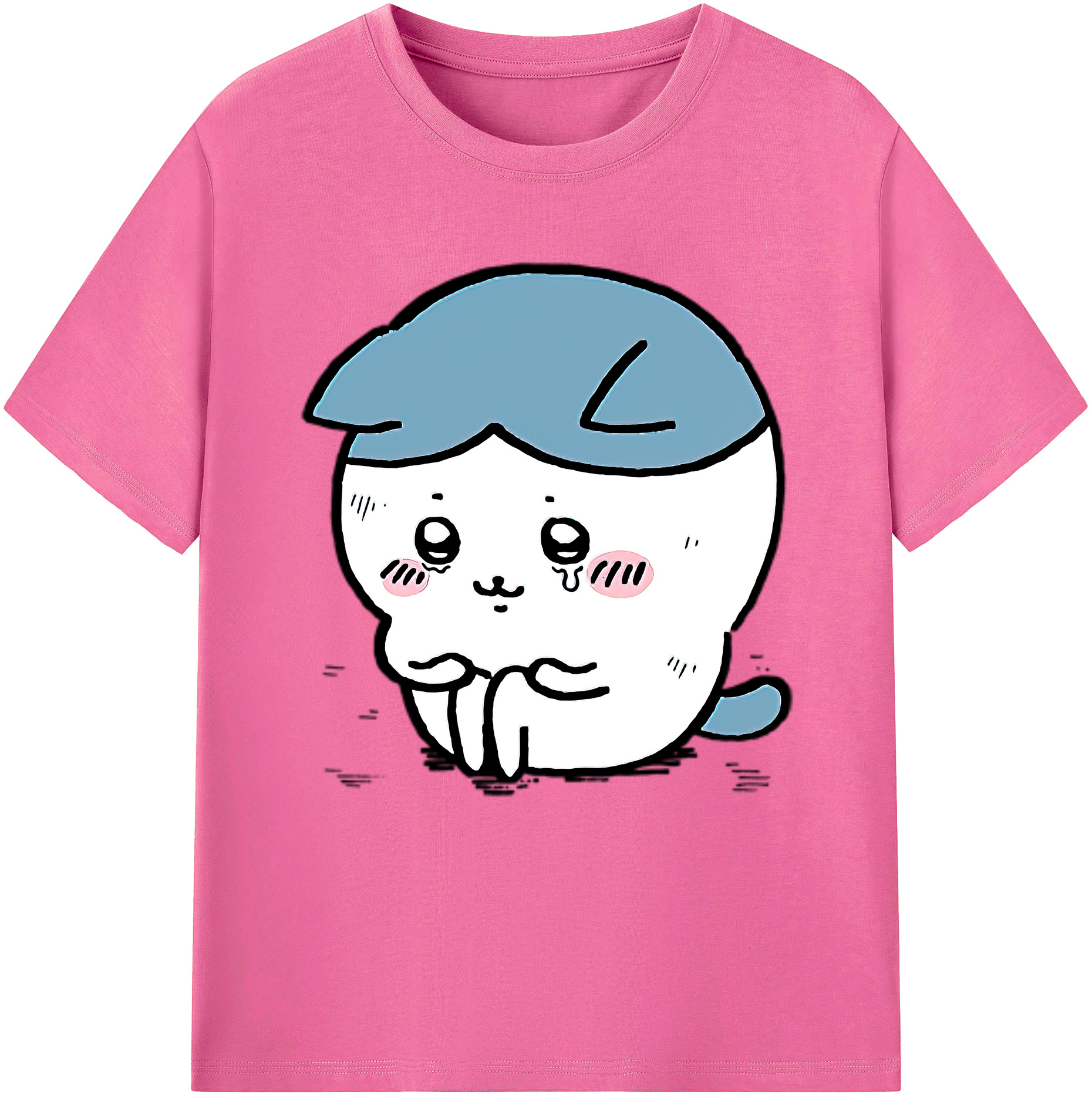 （画像用） ちいかわ ハチワレ Chii-kawa hachiware レディースカジュアルプリントTシャツ（綿100％）